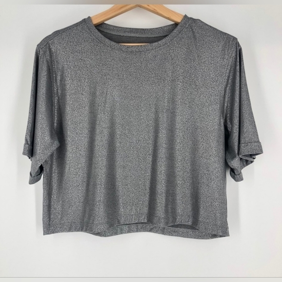 Lululemon To The Beat Tee X SoulCycle Luminosity Foil Heathered Metal Grey 4-6 - Picture 3 of 14